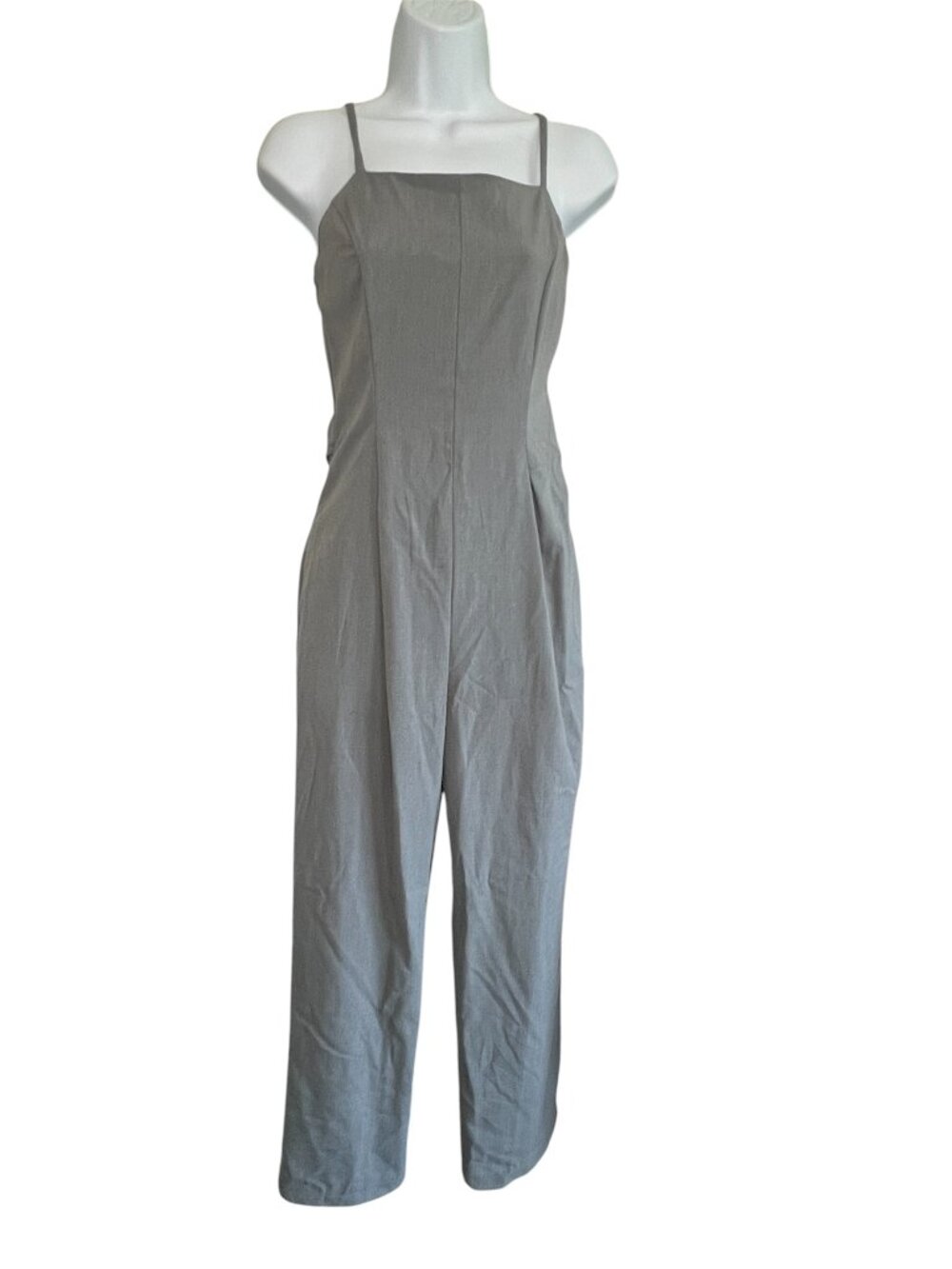 Grey Wide Leg Jumpsuit Smocked Back